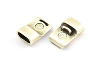 Antique Silver Leather Cord Clasp, 2 Antique Silver Plated Brass Magnetic Clasp For Leather Cord (26x13x7.5mm) Y308 Y061 Y013