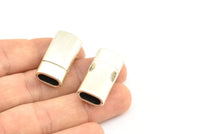 Antique Silver Leather Cord Clasp, 2 Antique Silver Plated Brass Magnetic Clasp For Leather Cord (26x13x7.5mm) Y308 Y061 Y013