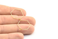 Brass Hexagon Earring, 24 Raw Brass Wire Hexagon Earring Charms, Pendants, Findings (20x0.7mm) E320