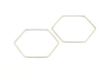 Hexagon Ring Charm, 12 Silver Tone Hexagon Shaped Ring Charms (40x1x1mm) E325