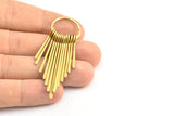 Brass Fringed Earring, 2 Raw Brass Textured Fringed Trim Earring With 1 Loop, Pendants, Findings (62x20mm) E323