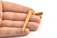Japanese Style Wood Charms, 4 Japanese Style Wood Earring Findings with 1 Hole (66x8x6x3mm) X014