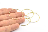 Wire Ear Hoops, 24 Raw Brass Wire Hoops, Earring Findings (35x1mm) E132