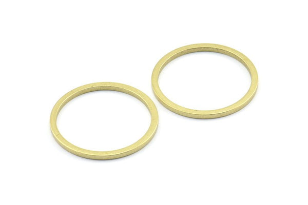 30mm Circle Connectors, 12 Raw Brass Circle Connectors (30x1.8x1.8mm) E010