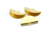 Half Moon Crimp, 12 Raw Brass Ribbon Crimp Ends With 1 Loop, Findings (25x14.5mm) E102