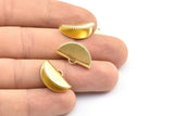 Half Moon Crimp, 12 Raw Brass Ribbon Crimp End With 1 Loop, Findings (20x12mm) E145