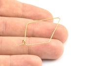 Brass Diamond Earring, 24 Raw Brass Wire Diamond Shape Earring Charms, Pendants, Findings (46x26x0.7mm) E319