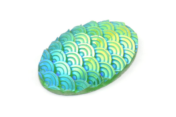 Resin Oval Cabochon, 12 Green Resin Oval Cabochon (29.5x20x5mm) E313