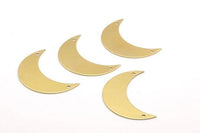 Brass Moon Charms, 10 Raw Brass Moons With 2 Holes, Necklace Horn Charm (44x14x0.80mm) Moon - 16