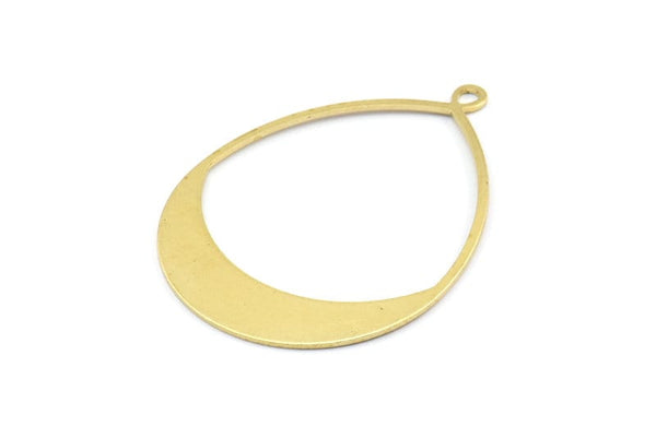 Brass Drop Earring, 6 Raw Brass Drop Earring Charms With 1 Loop, Pendants, Findings (49x36x0.8mm) E036