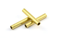 Brass Tube Bead, 12 Raw Brass Tube Beads (5x30mm) BS 2296