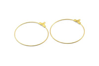 60mm Earring Hoops, 24 Raw Brass Earring Wires  (60mm) E645