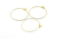 40mm Earring Hoops, 24 Raw Brass Earring Wires  (40x43.5mm) BS 2338