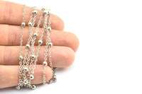 Silver Ball Chain, 5 Meters - 16.5 Feet  (2x2.5mm) Silver Tone Brass Soldered Chain With Balls Z168