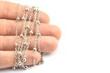 Silver Ball Chain, 5 Meters - 16.5 Feet  (2x2.5mm) Silver Tone Brass Soldered Chain With Balls Z168