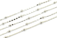 Silver Ball Chain, 3 Meters - 9.9 Feet  (0.8x1.8mm) Silver Tone Brass Soldered Chain With Balls Z159