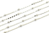 Silver Ball Chain, 3 Meters - 9.9 Feet  (0.8x1.8mm) Silver Tone Brass Soldered Chain With Balls Z159