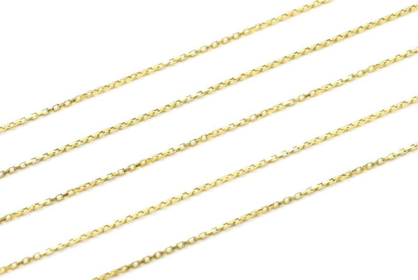 Brass Link Chain, 3 M Raw Brass Rectangle Chain, Open Link (1mm) Z170