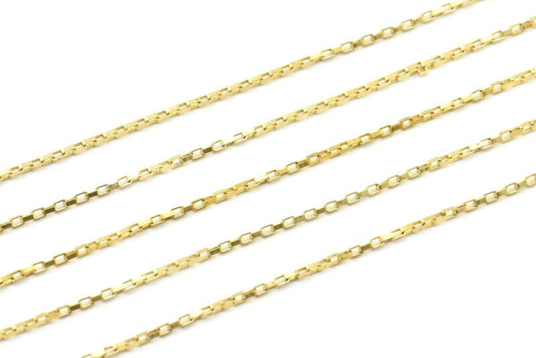 Brass Chain, 3 M Raw Brass Rectangle Chain (1.5mm) Z166