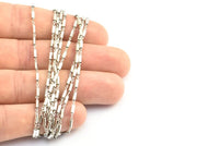 Silver Solder Chain, 3 Meters - 9.9 Feet Silver Tone Soldered Chain, Bar Chain (1.4x1.8mm) Z167