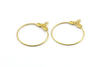 25mm Earring Hoops, 24 Raw Brass Earring Wires  (22x25mm) BS 2339