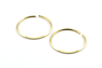 Wire Ear Hoops, 24 Raw Brass Faceted Wire Hoops, Earring Findings (25x1.3mm) E064