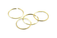 Tel Küpe Halkaları, 24 Ham Pirinç Yüzlü Tel Küpe Halkası, Küpe Parçaları (25x1,3 mm) E064