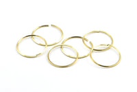 Tel Küpe Halkaları, 24 Ham Pirinç Yüzlü Tel Küpe Halkası, Küpe Parçaları (25x1,3 mm) E064