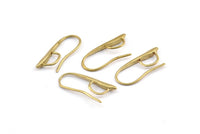 Brass Ear Hooks, 12 Raw Brass Earring Wires, Earring Hooks (21x9mm) E117