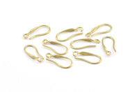 Brass Ear Hooks, 12 Raw Brass Earring Wires, Earring Hooks (19x8mm) E118