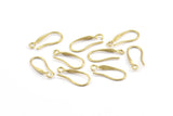 Brass Ear Hooks, 12 Raw Brass Earring Wires, Earring Hooks (19x8mm) E118