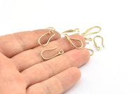 Brass Ear Hooks, 12 Raw Brass Earring Wires, Earring Hooks (19x8mm) E118