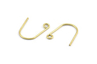 Brass Earring Wires, 50 Raw Brass Earring Wires With 1 Loop (18.5x17x1mm) BS 2084