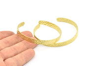 Brass Hammered Cuff - 2 Raw Brass Hammered Cuff Bracelet Blank Bangles With 1 Hole (156x6x1.2mm) R062