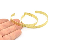 Brass Hammered Cuff - 2 Raw Brass Hammered Cuff Bracelet Blank Bangles With 1 Hole (156x6x1.2mm) R062