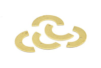 Brass Geometric Pendant, 24 Raw Brass Semi Circle Blanks With 3 Holes, Geometric Pendant, Findings (25x12.5x5.5x0.8mm) E100