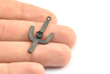 Cam Çerçeveli Kaktüs, 4 mm Taş Çerçeveli 2 Oksitlenmiş Pirinç Siyah Kaktüs Tılsımı, Mücevher Malzemeleri, Bulgular (37x18 mm) N0228 S740