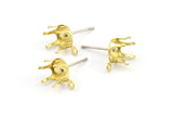 Earring Post Stud, 50 Stainless Steel Earring Posts With Raw Brass 7mm Pad And 1 Loop, Ear Studs E135