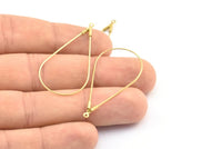 Brass Drop Earring, 24 Raw Brass Wire Drop Earring Charms With 1 Loop, Pendants, Findings (44.5x23x0.8mm) BS 2287