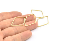 Brass Diamond Charm, 24 Raw Brass Open Diamond Ring Charms (31x21.5x1mm) E051