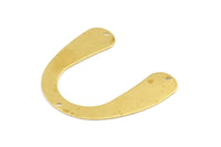 Brass Geometric Charm, 12 Raw Brass U Shaped Pendants With 3 Holes, Charms, Findings (31x35.5x0.60mm) E104