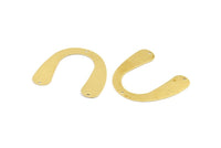 Brass Geometric Charm, 12 Raw Brass U Shaped Pendants With 3 Holes, Charms, Findings (31x35.5x0.60mm) E104