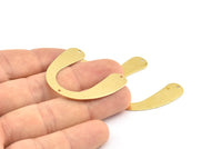 Brass Geometric Charm, 12 Raw Brass U Shaped Pendants With 3 Holes, Charms, Findings (31x35.5x0.60mm) E104