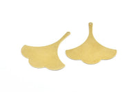 Brass Ginkgo Pendant, 12 Raw Brass Ginkgo Leaf Charms With 1 Hole (37x31x0.50mm) BS 2244