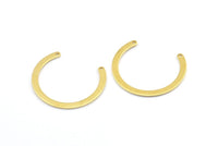 Brass Circle Pendant, 6 Raw Brass Circle Pendant With 2 Holes, Findings (24x28x2.4x0.8mm) E106