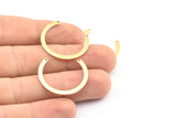 Brass Circle Pendant, 6 Raw Brass Circle Pendant With 2 Holes, Findings (24x28x2.4x0.8mm) E106