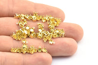 Brass Round Setting, 100 Raw Brass Round Settings With 6 Claw And 1 Loop And 1 Pad Setting (5x3.5x3.5mm) E139