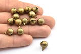 Brass Bell Charm, 50 Raw Brass Bell Bead Charms With 1 Loop (13x10mm) E083