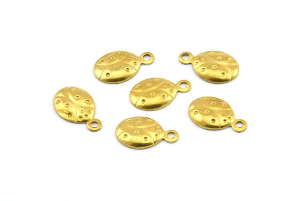 Pirinç Uğur Böceği Tılsımı, 1 Döngülü 50 Ham Pirinç Uğur Böceği Tılsımı (10,5x6,5x1,3 mm) F074
