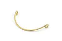 SemiCircle Wire Connector, 24 Raw Brass SemiCircle Wire Pendant With 2 Holes (32x1mm) E180